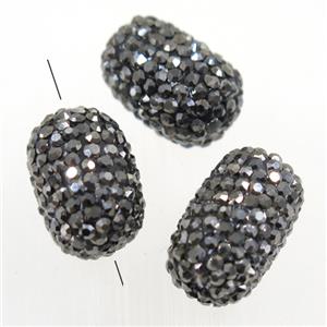 resin barrel beads paved rhinestone, approx 12-16mm