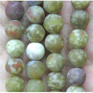 round matte Green Serpentine Jasper Beads, approx 4mm dia