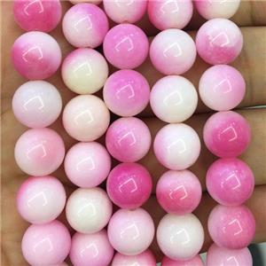 round Malaysia Jade beads, pink, approx 8mm dia