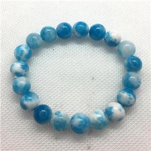 Stretch Jade bracelet, round, dye, approx 6mm, 28pcs per st