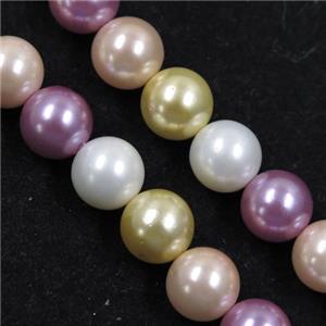 round Pearlized Shell Beads, mixed color, approx 10mm dia