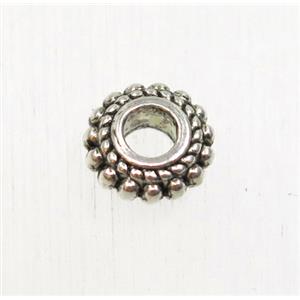 tibetan silver zinc rondelle beads, non-nickel, approx 7.5mm dia, 3mm hole