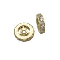 copper spacer beads paved zircon, heishi, gold plated, approx 10mm dia