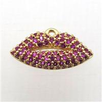 copper lip pendant pave zircon, gold plated, approx 8-16mm