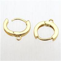copper Latchback Earrings hoop with loop, unfaded gold plated, approx 13mm dia