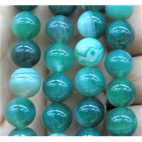 green striped agate bead, round, approx 12mm dia