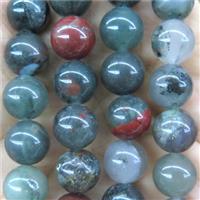 round green BloodStone beads smooth, approx 4mm dia