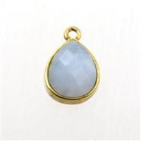 Aquamarine pendant, teardrop, gold plated, approx 9-11mm