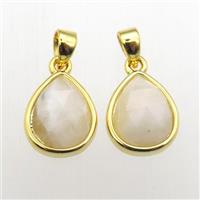 white MoonStone teardrop pendants, approx 9-11mm