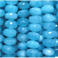 blue sponge quartz beads, faceted rondelle, aqua, stability, approx 8x12mm
