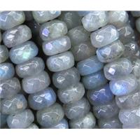 Labradorite bead, faceted rondelle, AA grade, approx 6x10mm