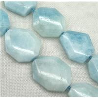 Aquamarine slice beads, faceted freeform, blue, approx 20-40mm