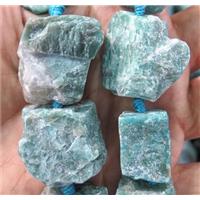 green Russian Amazonite nugget beads, freeform, rough, approx 15-25mm