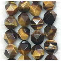 yellow Tiger eye stone ball beads, faceted round, approx 8mm dia