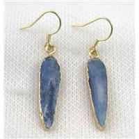 Kyanite earring, teardrop, gold plated, approx 8-27mm