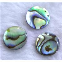 Paua Abalone shell bead without hole, flat round, approx 10mm dia