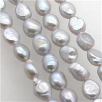 gray Freshwater Pearl beads, freeform, approx 8-9mm, about 37pcs