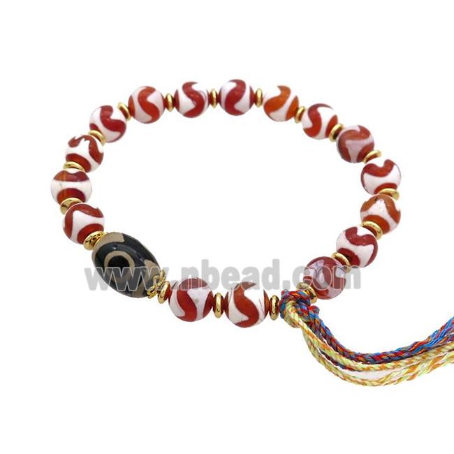 Tibetan Agate Bracelets With Tassel Stretchy
