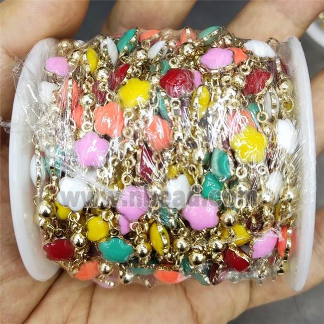 Copper Chain Multicolor Enamel Star Gold Plated