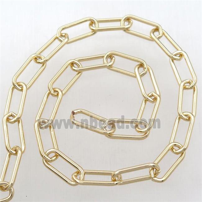 Brass paperclip chain, gold plated