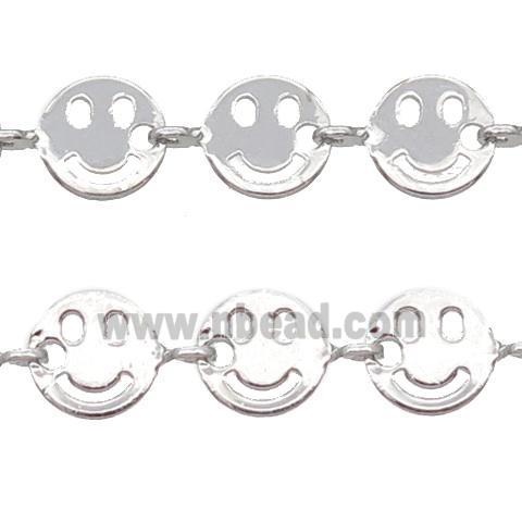 Copper Emoji smileface Chain, platinum plated