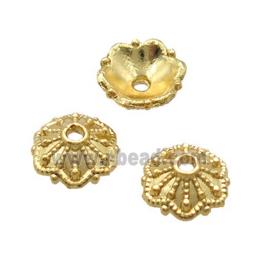 copper beadcaps, Unfade, gold plated