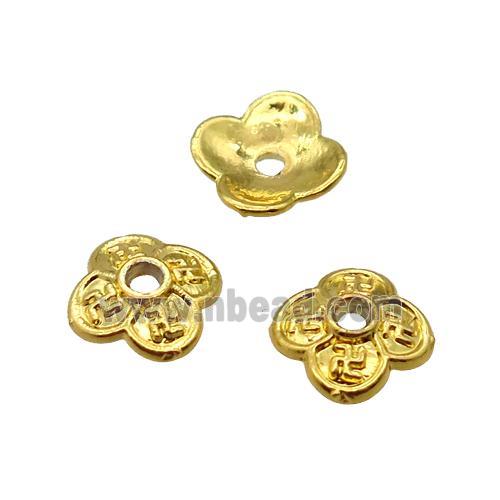 copper beadcaps, Unfade, gold plated