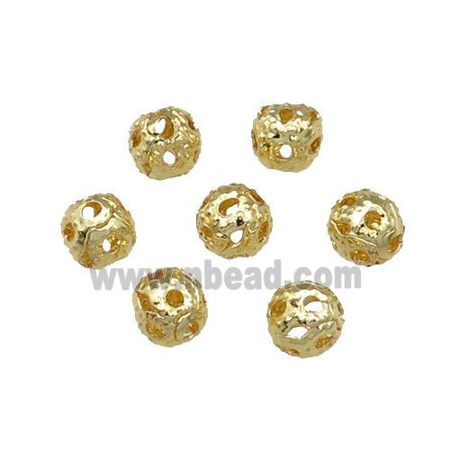 round copper ball Beads, hollow, unfade, gold plated