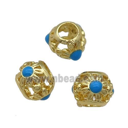 Copper Spacer Rondelle Beads Enamel Gold Plated