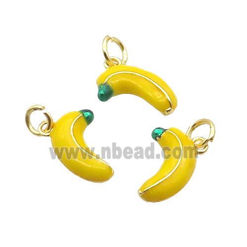 Alloy Banana Pendant Charm Yellow Enamel Gold Plated