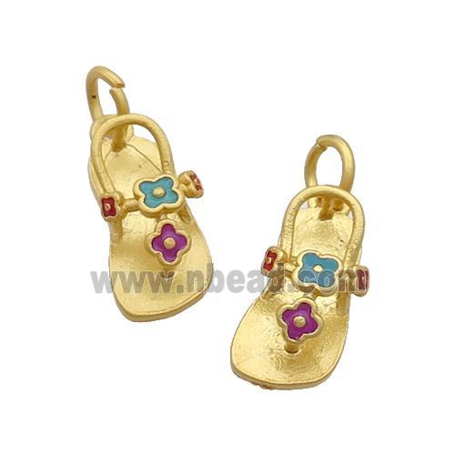 Alloy Shoes Pendant Enamel Duck Gold