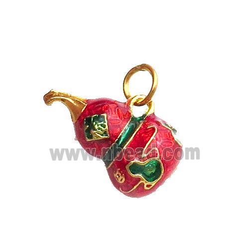 Alloy Flagon Pendant Red Enamel Duck Gold
