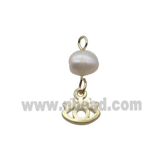 Copper Eye Pendant With Pearl Gold Plated