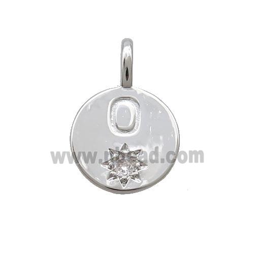 Copper Circle Pendant Pave Zircon O-letter Platinum Plated