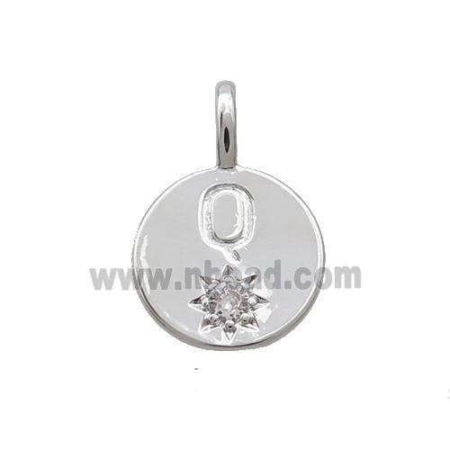 Copper Circle Pendant Pave Zircon Q-letter Platinum Plated