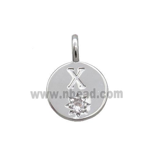 Copper Circle Pendant Pave Zircon X-letter Platinum Plated