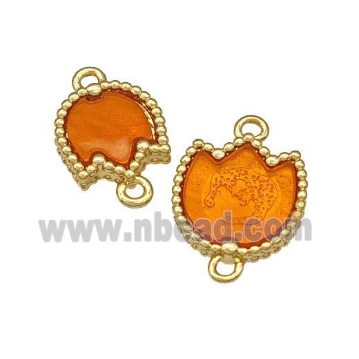 Copper Swallow Pendant Pave Orange Resin Bird Gold Plated