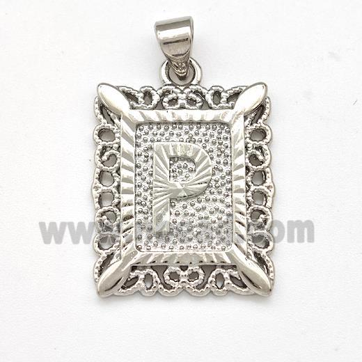 Copper Letter-P Pendant Frame Platinum Plated