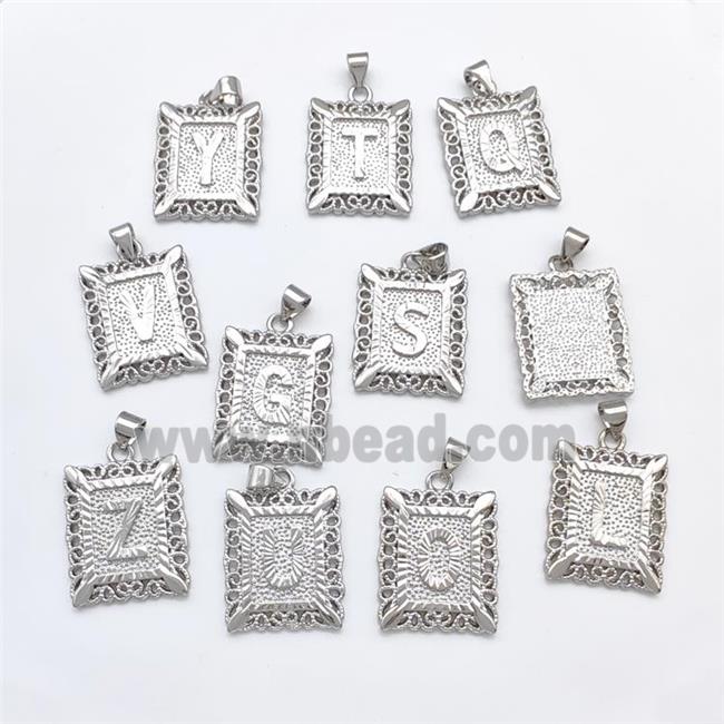 Copper Alphabet Pendant Frame Platinum Plated Mixed Letters