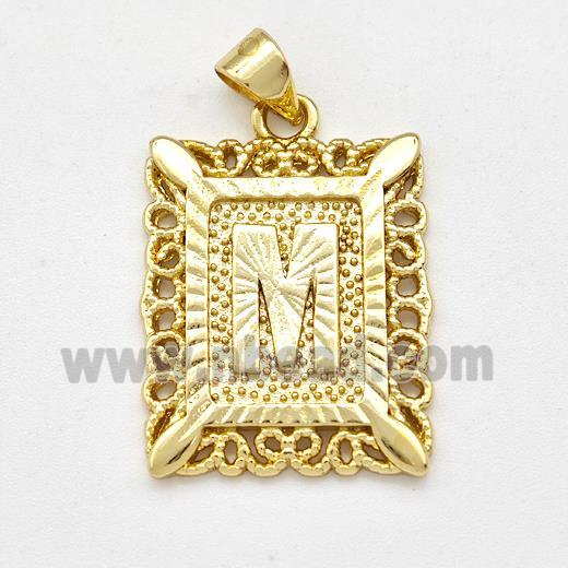 Copper Letter-M Pendant Frame Gold Plated