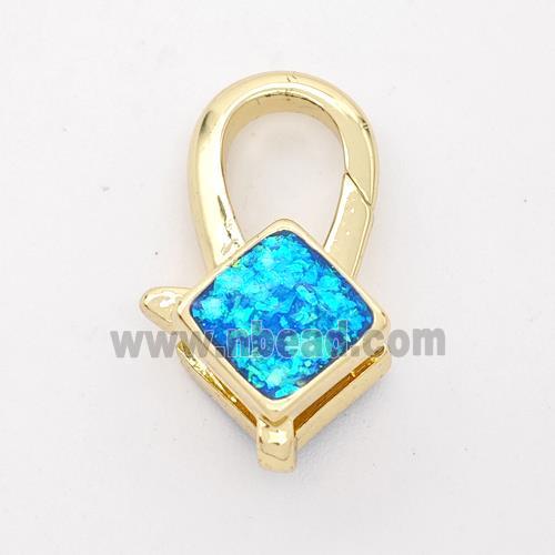 Copper Lobster Clasp Pave Fire Opal Square 18K Gold Plated