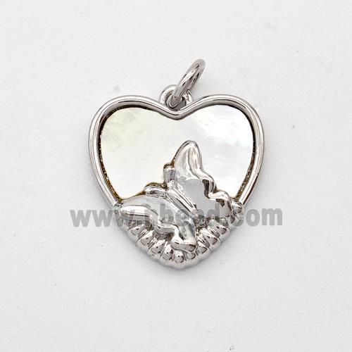 Copper Heart Pendant Pave Shell Mountain Platinum Plated
