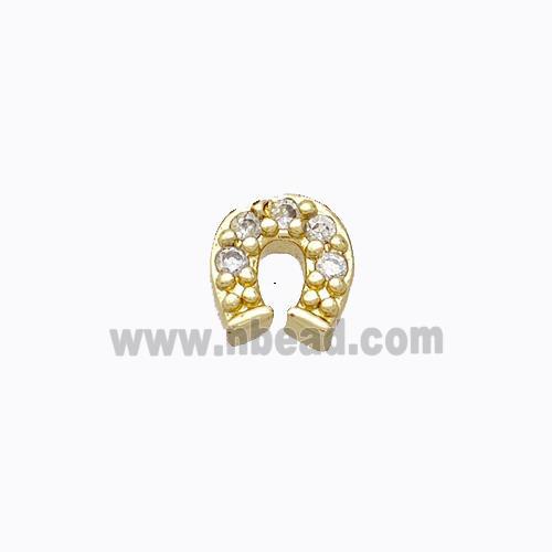 Copper Horseshoe Beads Pave Zirconia Without Hole Gold Plated
