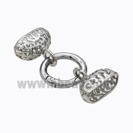 Copper Clasp For Necklace Cordend 4 Strings Platinum Plated