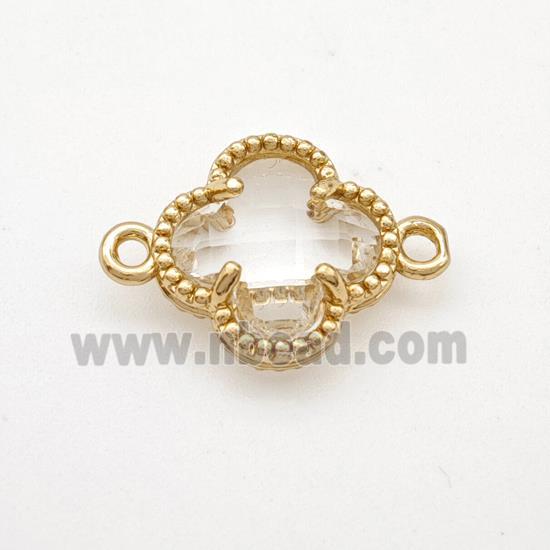 Crystal Glass Copper Clover Connector Gold Plated