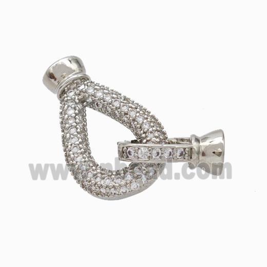 Copper Cordend Clasp Pave Zirconia Platinum Plated