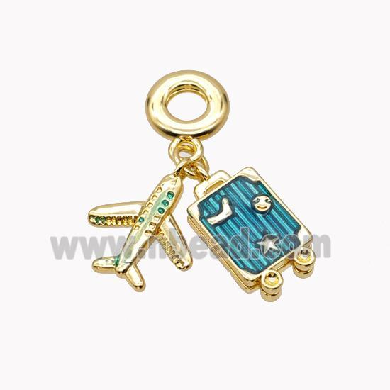 Copper Airplane Travel Box Pendant Gold Plated