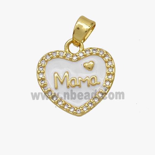 Copper Heart Pendant Pave Zirconia Mama Gold Plated