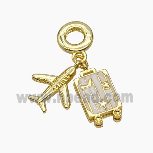 Copper Airplane Travel Box Pendant Painted Gold Plated