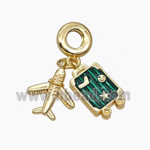 Copper Airplane Travel Box Pendant Painted Gold Plated